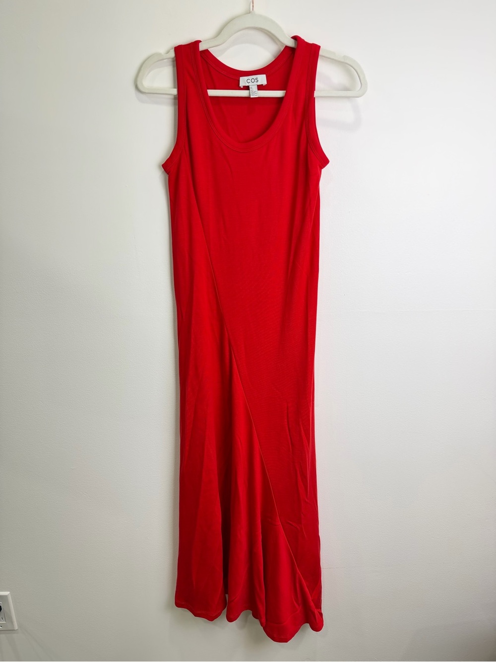 COS Orange Red Sleeveless Draped Maxi Dress Size S